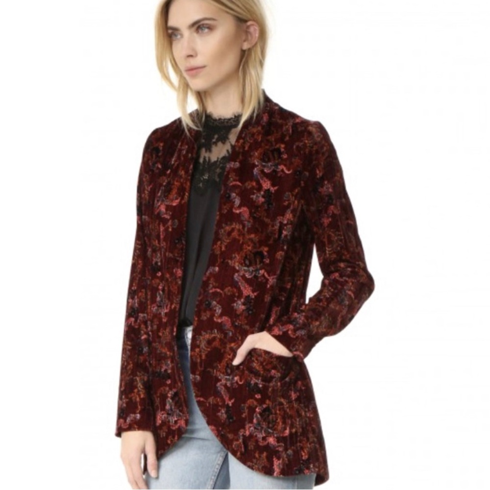 Free People Print Crinkle Velvet Slouchy Jacket - Picture 11 of 12